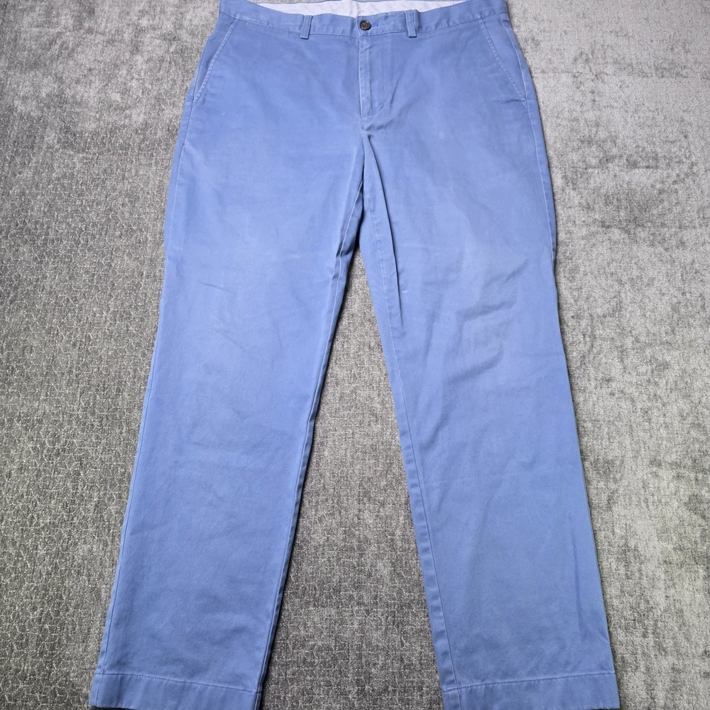Brooks Brothers Clark Chino Pants Mens 36x30 Blue Twill Straight Flat Front